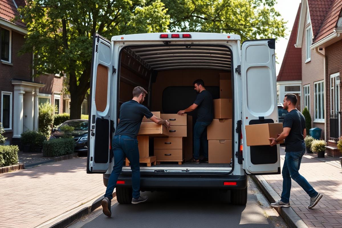 Verhuisservice van FastFix Cleaning laadt meubels in